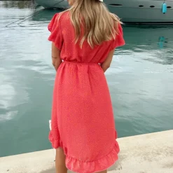 Wikkel Jurk Leopard Fuchsia -Exporteren Dames Glam Winkel Wikkel Jurk Leopard Fuchsia 3 586x900 1