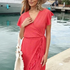 Wikkel Jurk Leopard Fuchsia