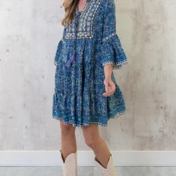 Zijden Jurk Gouden Details Paisley -Exporteren Dames Glam Winkel Zijde Jurk Gouden Details Paisley 2 586x900 1