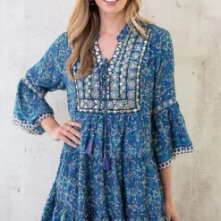 Zijden Jurk Gouden Details Paisley